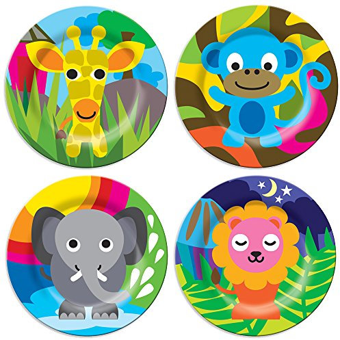 French Bull Melamin-Geschirr für Kinder, BPA-frei, spülmaschinenfest, langlebig, 4 Stück (1 Stück) Teller Set – Dschungel (74191)