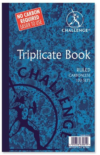 Challenge Triplicate Book Carbonless Ruled 210x130mm Ref D63061 [Pack 5]