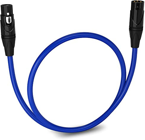 LyxPro LCS Premium Series 0.5m XLR Microphone Cable for Professional Microphones and Devices, Blue