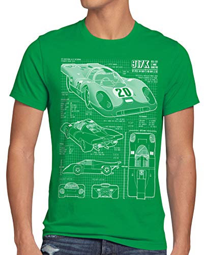 style3 917K Blaupause Herren T-Shirt Prix Grand, Größe:L, Farbe:Grün