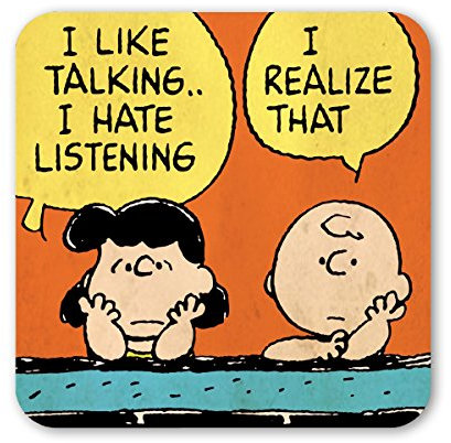 Logoshirt® Peanuts | Charlie Brown & Lucy I Talking I Untersetzer | Kork | 10x10cm | langlebiger Druck | Lizenziertes Originaldesign