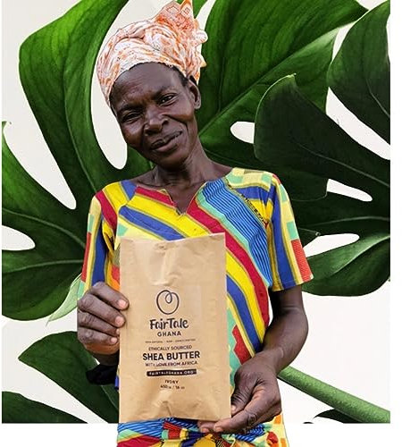 FairTale GHANA Beurre de Karité Africain Brut 16 oz / 450 gr. Récolté sauvage, d'origine éthique, 100% naturel, non raffiné, à base de plantes, végétalien, ivoire.