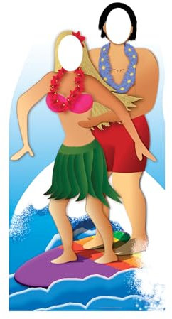 Star Cutouts SC133 Surfer Couple Stand-In Cardboard Cutout – Fun Summer Party Decoration for Coastal, Beach & Surf Themes