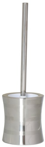 axentia WC-Garnitur Santo aus Edelstahl in Silber, optisch ansprechendes WC-Bürsten-Set mit Schleifbanddekor, rostfreie Toiletten-Garnitur