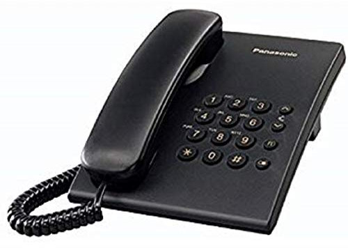 Panasonic KX TS500EXB - Teléfono Fijo con Cable para Hogar u Oficina, Montaje en Pared o Escritorio, Control de Volumen, Repetición de Número, Color Negro