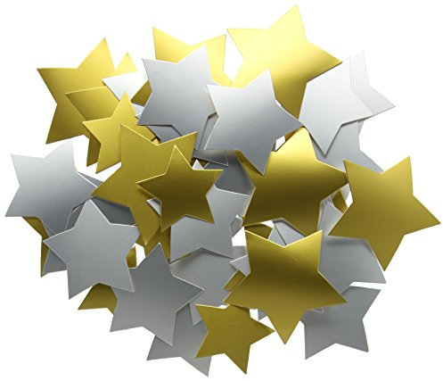 Creation Station Large Stars Card in Three Sizes, Pack of 50,Gold and Silver
