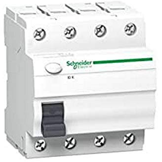 Schneider Electric A9Z05463 ID K, Interruptor Diferencial, Clase AC, 4P, 63A, 30mA, 68mm x 72mm x 81mm, Blanco