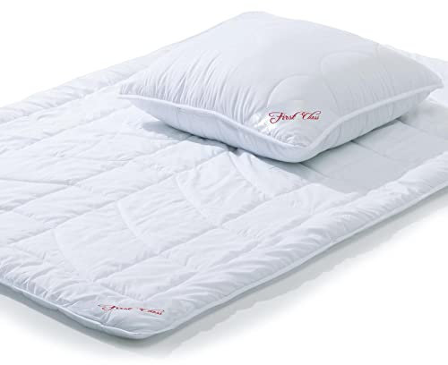 CelinaTex First Class Ganzjahresdecke 135 x 200 cm Set mit 1x Kopfkissen 80 x 80 cm Winter Sommer Steppdecke