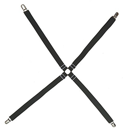 Toweter unter Matratze Bett/Bettlaken Verschluss verstellbar, Kreuz und quer Bettlaken Bänder Hosenträger, slipcover Verschluss, Langen Riemen Clip Bands(Schwarz)