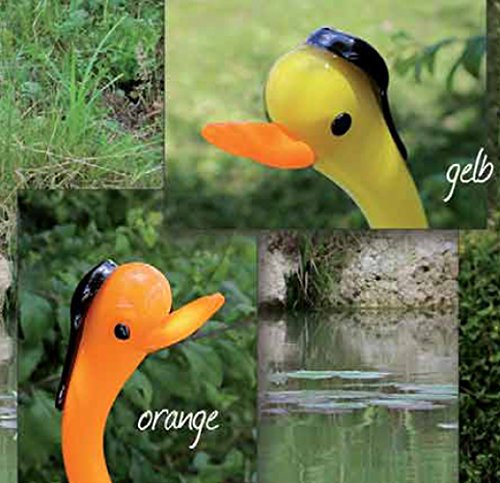 Glas Gans 35 cm mundgeblasen (13001) Gartendeko Gartenfigur (Gelb)