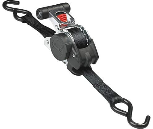 Master Lock 3248EURDAT Sangle d'Arrimage avec Crochets et Cliquet Rétractable, Noir, 3m x 25mm Sangle