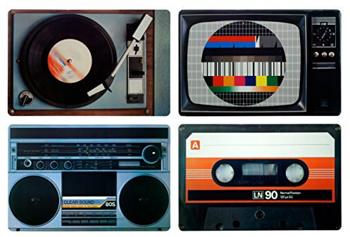 knora 4er-Set: Nostalgische Hifi-Elemente im 80er/Achtziger-Stil – Tischsets/Tischsets/Tischsets für Retro-Liebhaber