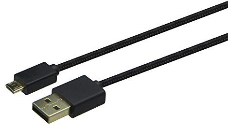 Konix Mythics Câble de charge premium 4 m pour manette DualShock PS4 - Connecteurs plaqués or - Noir