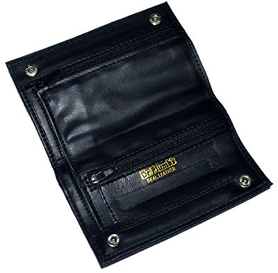 P35521- Dr Plumb Small Wallet Style Tobacco Pouch, Leather, Rubber Lined | Rubber Lined, Opened Size 13 x 17 cm