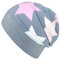 Wollhuhn ÖKO Leichte Mädchen/Jungen Beanie-Mütze Bündchen Elastisch Übergangszeit/Sommer Kinder-Mütze Baumwolle (Öko-Stoffe, Bio) 22222235 (Big Stars Grau/Rosa, L)