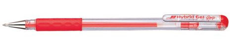 Pentel Gelschreiber mit 0,6 mm Spitze, Hybrid-Griff, lebendiger Gelschreiber mit Gummigriff, Rot