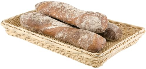 APS 40220 Korb, GN 1/1, 53 x 32,5 cm, Höhe 6,5 cm, mit Edelstahldraht im Rand, Polypropylen, beige