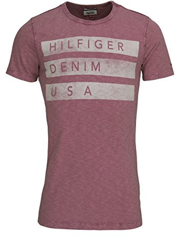 TOMMY HILFIGER DENIM - Heavy Slub Tee Ss 3 - T-Shirt Homme, Rose (WISTFUL MAUVE 678), taille XXL