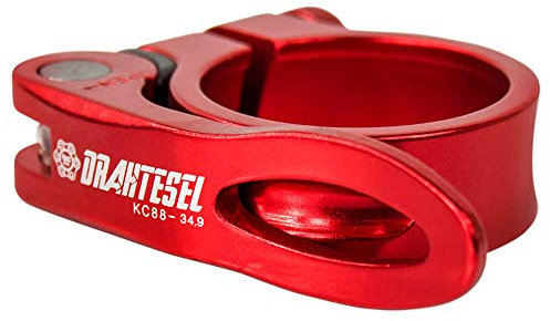 Drahtesel Fahrrad Schnellspanner, Sattelstütze, Sattel-klemme, Klemmring, Sattelstützenklemme (Rot, 34,9mm)