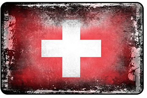 Cadora Magnetschild Kühlschrankmagnet Flagge Schweiz Shabby chic abgenutzt alt gebraucht