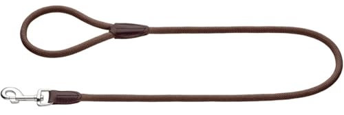 HUNTER Hundeführleine FREESTYLE, Farbe: braun, robustes Polyamid-Tau, wetterfest, angenehm weich, griffig & pflegeleicht, mit Lederkappen, Größe: 08/110