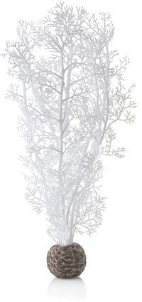 biOrb Fish Tank Decorations, Aquatic Sea Fan Plant (White) With Weighted Ball,1xAquarium Plant (Medium), Artificial Fish Tank Plants To Add Colour, Natural-Looking Aquarium Decor For Scenic Background