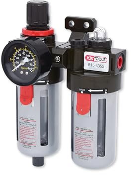 KS Tools Wartungseinheit Druckluft 1/4 515.3355 0,5-12bar I Bestehend aus Druckminderer Druckluft, Filterdruckminderer, Nebelöler und Manometer I Für Wandmontage geeignet