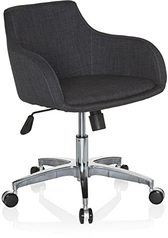 hjh OFFICE 670530 Home-Office Drehstuhl SOLAO 100 Stoff Grau Drehsessel Bürostuhl mit Rollen höhenverstellbar