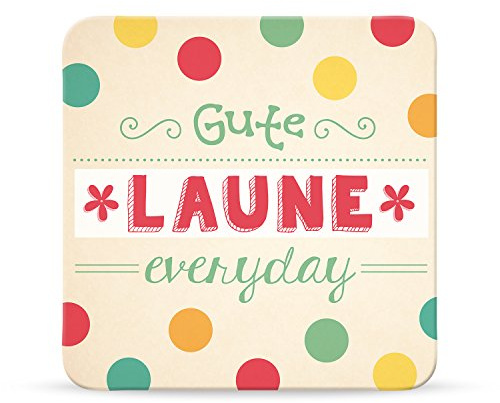 GRUSS & CO - 44639 - Untersetzer, Gute Laune everyday, Kork, 9,5cm x 9,5cm