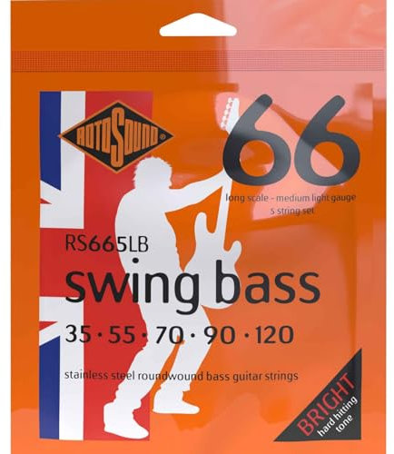 Rotosound Corde per basso elettrico SWING 66 STAINLESS SETS 5 corde RS665LB Stainless Medium-Light 35-120