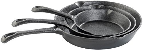 Tornwald-Schmiede Bratpfanne Gusseisen: Gusseisen-Pfannen, 3er-Spar-Set (12,5/16,5/21 cm) (Gussbratpfannen, Grillpfanne, tornwald Schmiede Pfanne)