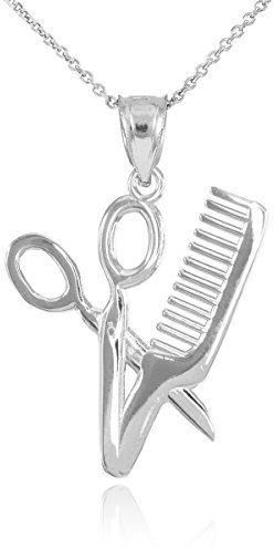 Kleine Schätze 925 Sterling Silber Scheren und Kamm-Anhänger Halskette