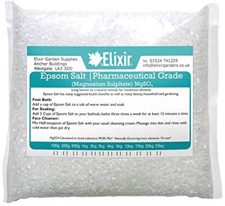 Elixir Gardens Epsom Salt Pharmaceutical Grade Magnesium Sulphate Various Sizes 500g-25kg | Bag 4kg