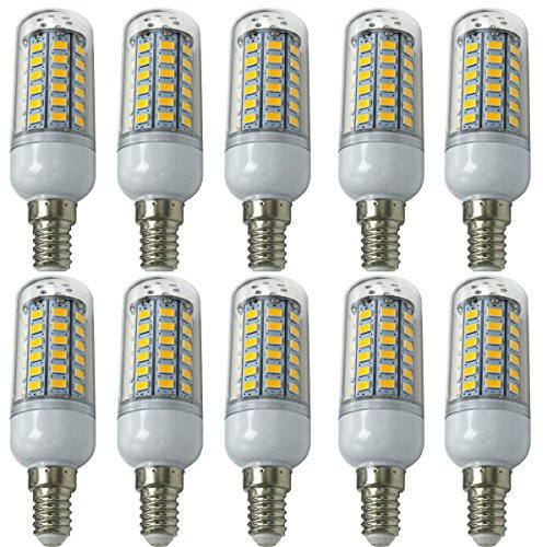 Aoxdi 10 Stück E14 LED Leuchtmittel Birne 8W, Warmweiß, 56 SMD 5730 Energiesparlampe E14 LED Mais Lampe, AC220-240V