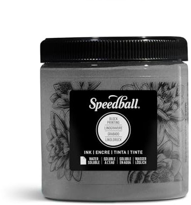 Speedball 8oz Water-Soluble Block Ink Pewter, For Block Printing, Lino Printing, Screen Printing, For Artists Kit