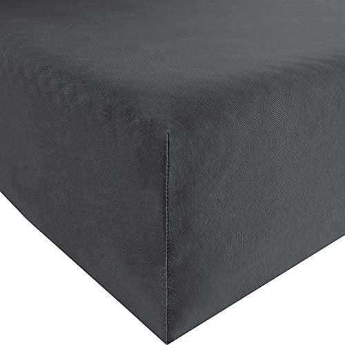REDBEST Jersey-Stretch Spannbettlaken San Francisco 100% Baumwolle, anthrazit Größe 180x200 cm - 200x200 cm - weiche Qualität, bügelfrei, Rundumgummi, bis 20 cm Höhe