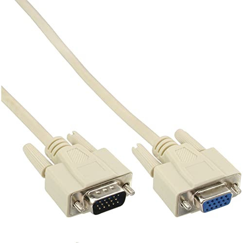 InLine 21256 Cavo VGA, Sub-D 15Pin Femmina a Sub-D 15Pin Maschio, 10 m, Beige