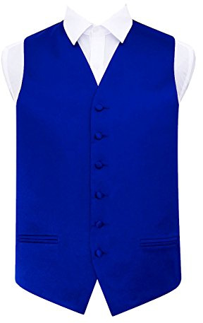 DQT Mens Plain Glossy Satin Classic Waistcoat - Wedding, Business & Formal Suit Vest