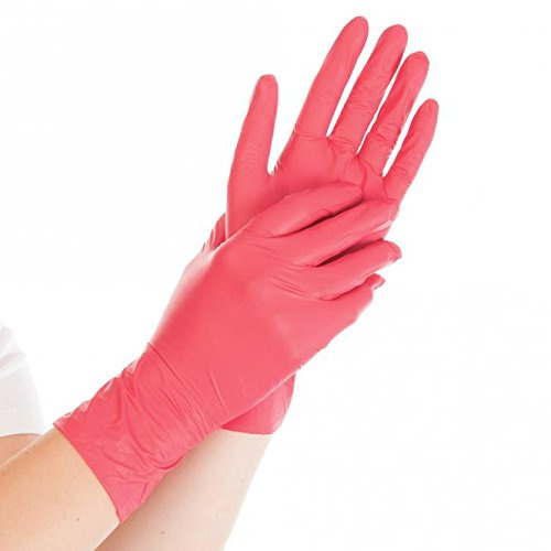 FRANZ MENSCH Hygostar Nitrilhandschuhe Safe Light | puderfrei, Karton, rot, 9/L, 24cm, 1000 Stück, Einweghandschuhe, Einmalhandschuhe, in Gr. XS, S, M, L, XL & XXL verfügbar