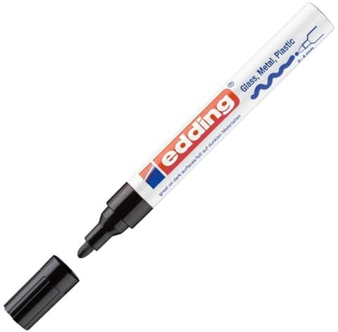 edding 750 Glanzlackmarker - schwarz - 1 Lackmarker - Rundspitze 2-4 mm - Lackstift für Glas, Stein, Holz, Kunststoff und Papier - wasserfest, stark deckend