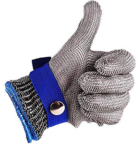 CPTDCL Schnittfeste Handschuhe,316L Mesh Cut Resistant Handschuhe aus Edelstahl Küchenmetzger Sicherheit Arbeitshandschuh Stufe 5 Schutz (XL)
