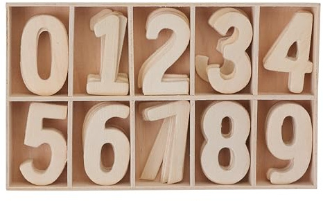 Holz-Zahlensortiment, 50-tlg.