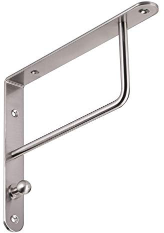 1 PAAR (2 Stück) SO-TECH® Regalkonsole RK01 mit Kleiderhaken / Edelstahloptik / 250x195x30 mm / Belastbar bis 40 Kg / Regal-Konsole Garderobenkonsole Garderobenhalter