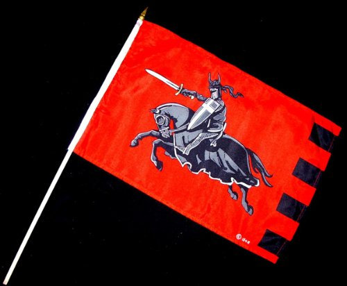 Stock-Flagge 30 x 45 : Ritter schwarz auf roter Fahne