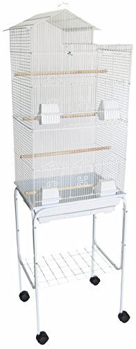 YML 6894 3/8 Bar Spacing Tall Villa Top Bird Cage with Stand, 18 x 14/Small, White