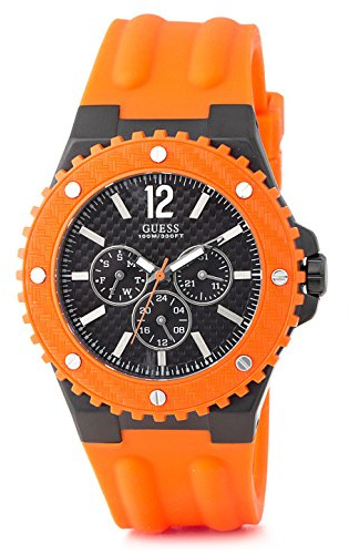 Guess Herren-Armbanduhr XL Overdrive Multifunktion Analog Quarz Silikon