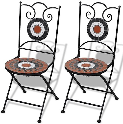 vidaXL Mosaik-Bistrostuhl terrakotta/weiß 2er-Set