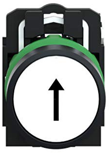 Schneider Electric XB5AA3341 Pulsador Flecha Arriba, 1NA, 22mm Ø, 52mm x 30mm x 42mm, Blanco