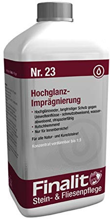Finalit Nr. 23 Hochglanz-Imprägnierung (Wasserbasis) | Glanz für matte Böden | Schutz für Natursteine, Kunststeine, Holz, Laminat & PVC | 1x 1L Konzentrat | Nur für Innen