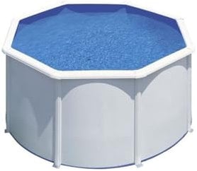 Piscina de Acero Elevada,Redonda con Aspecto Acero Blanco. Piscinas Desmontables para Jardín 240 x 120 cm - Piscina Gre KIT300ECO Fidji.